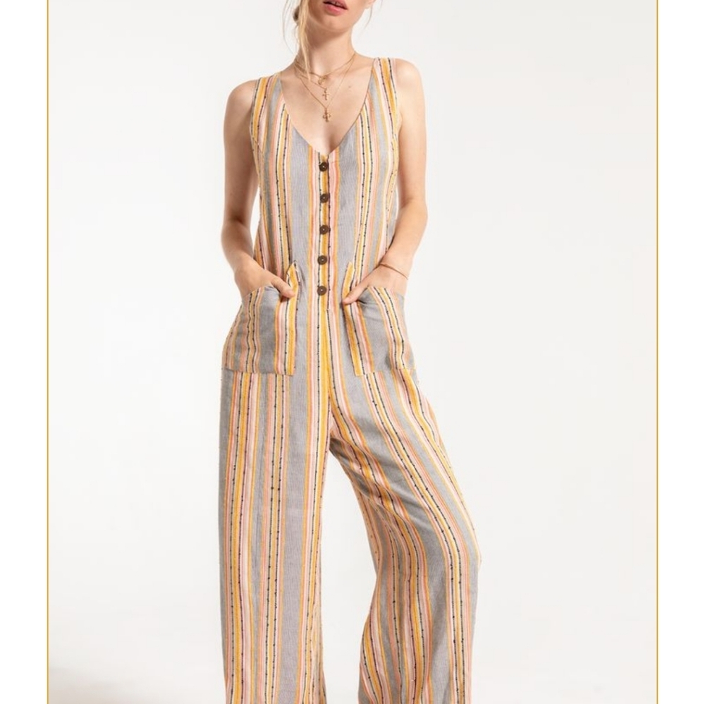 Others Follow multi striped jumpsuit  size M